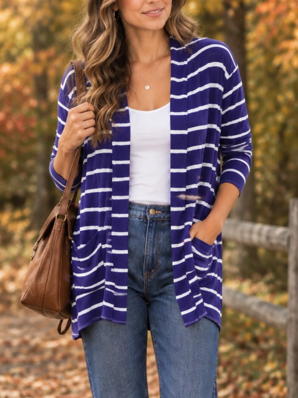 H.I.P. Happening in the Present Striped Open Front Cardigan Sweater Size M USA